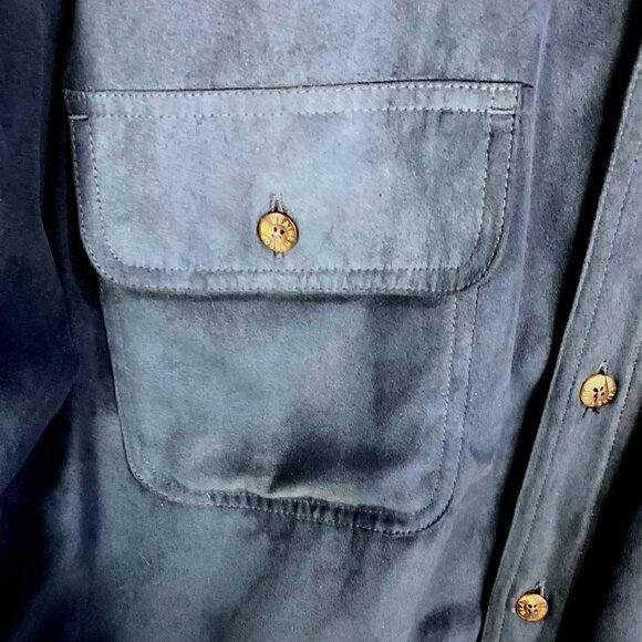 Mens Faux Suede Shacket Overshirt SZ M Transition Mid-Layer Fleece Lined Indigo - Picture 4 of 15